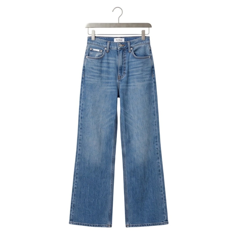 PISTOLA Victory Women Wide Leg Jeans Med Wash Denim sz 32 Minimalist $198 - Picture 2 of 7